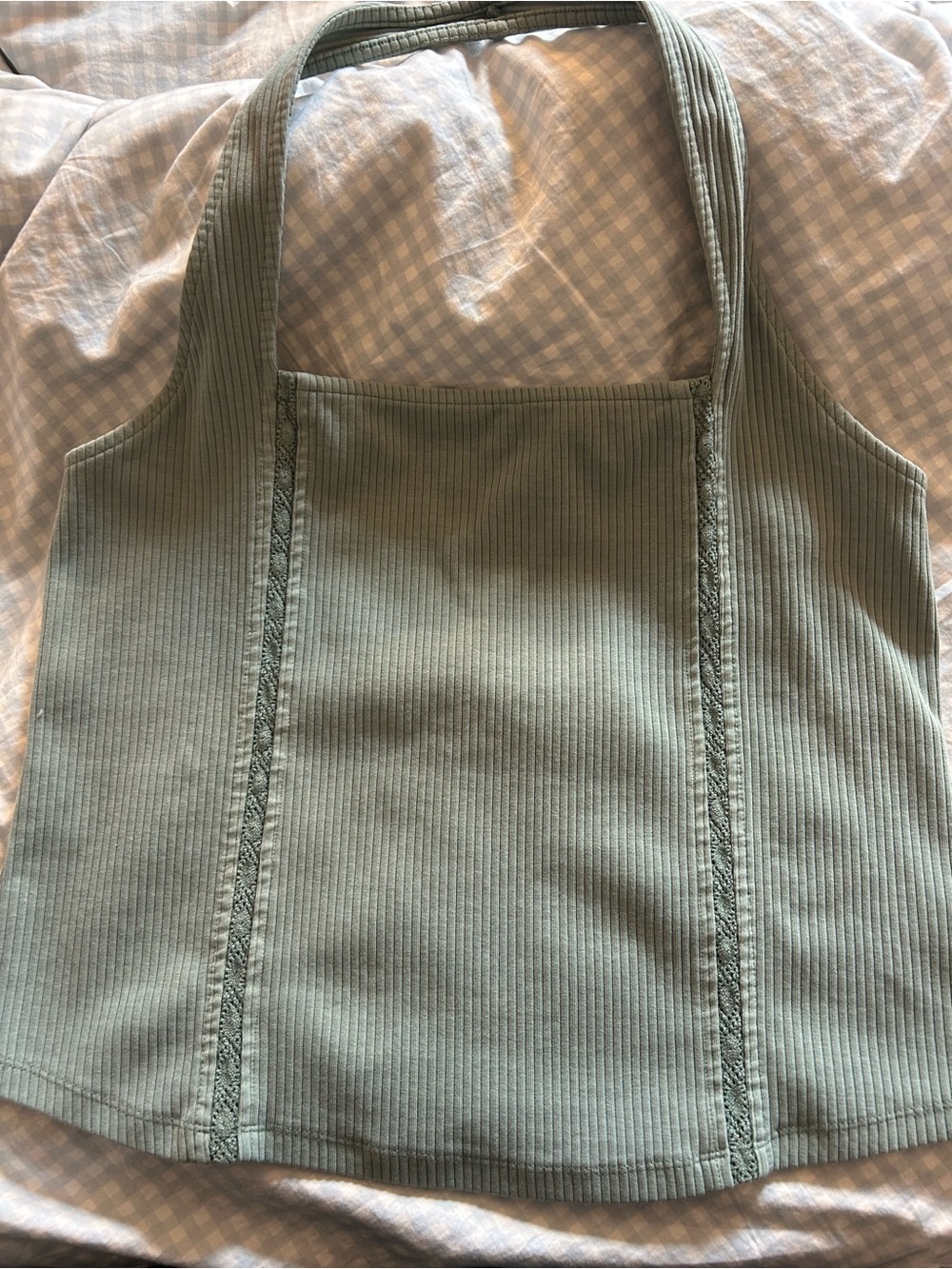 American Eagle Outfitters Ribbed Square-Neck Tank Top - Sage